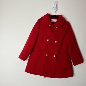 Classic Red Double-Breasted Kids Coat